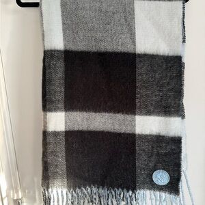 DKNY Plaid Black and White Scarf